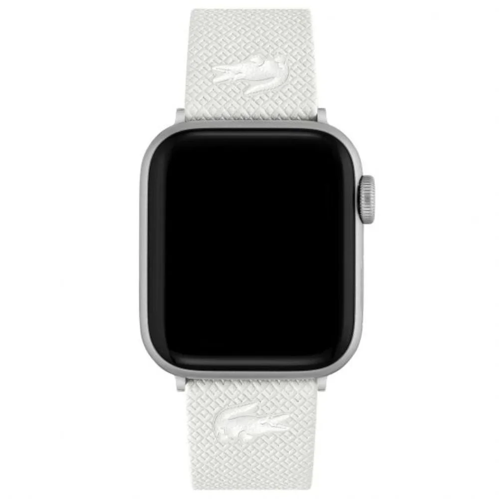 Lacoste Apple Watch Strap White Embossed Leather | 38mm & 40mm